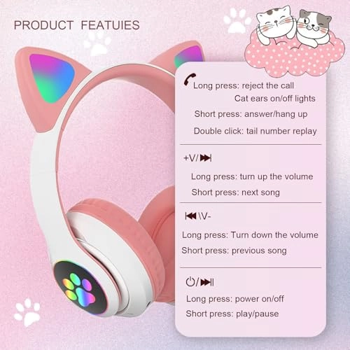 Kids Cat Ear Bluetooth Headphones Wireless Headphone