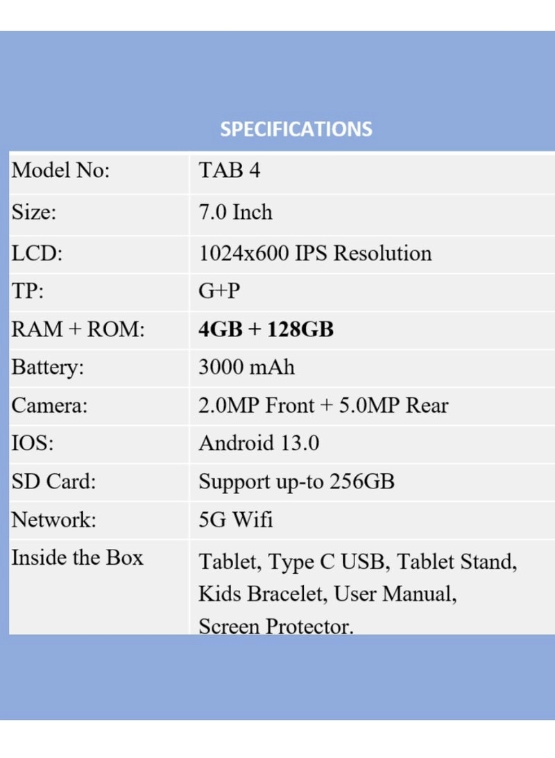 K2 Tablet - 4GB 7 Inch 128GB