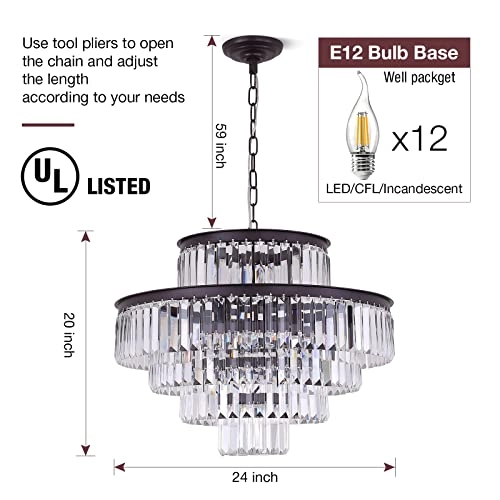 Round Hanging Style Crystal Chandelier - Dimmable