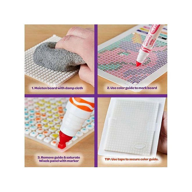 Wixels Unicorn Activity Kit - 2 Wixel Panels 2 Color Maps 8 Washable Markers