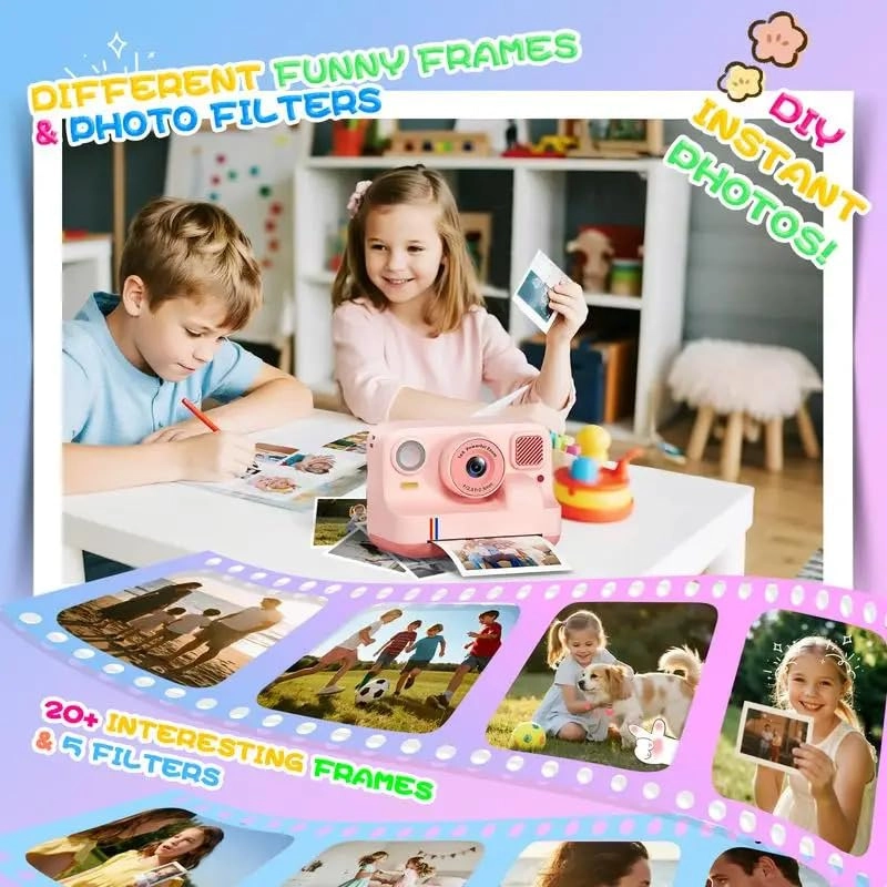 S6 - Kids Instant Camera Printable (Thermal Paper) Front & Rear Dual