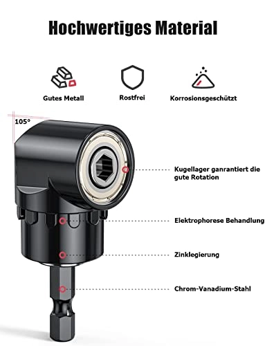 Angle Drill Attachment - 105° 1/4 Inch 3/8 Inch 1/2 Inch