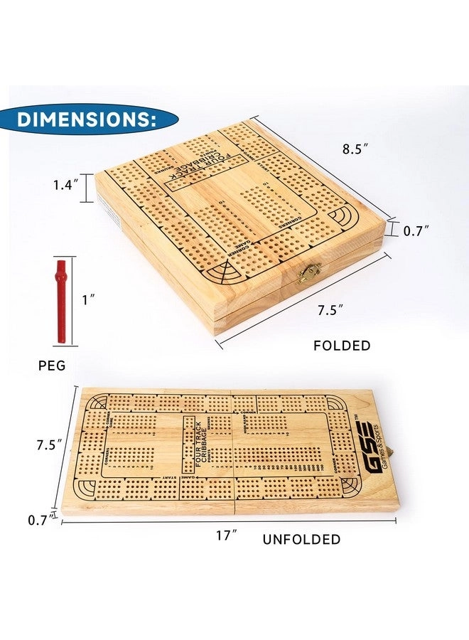 4-Track Wooden Folding Cribbage Board