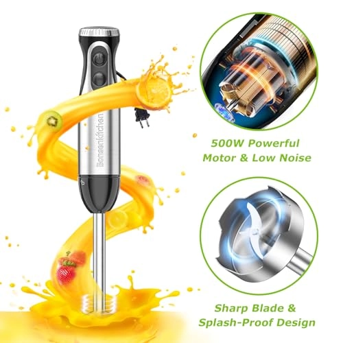 Immersion Blender - 20 Variable Speeds & Turbo, 4-in-1 Stainless Steel