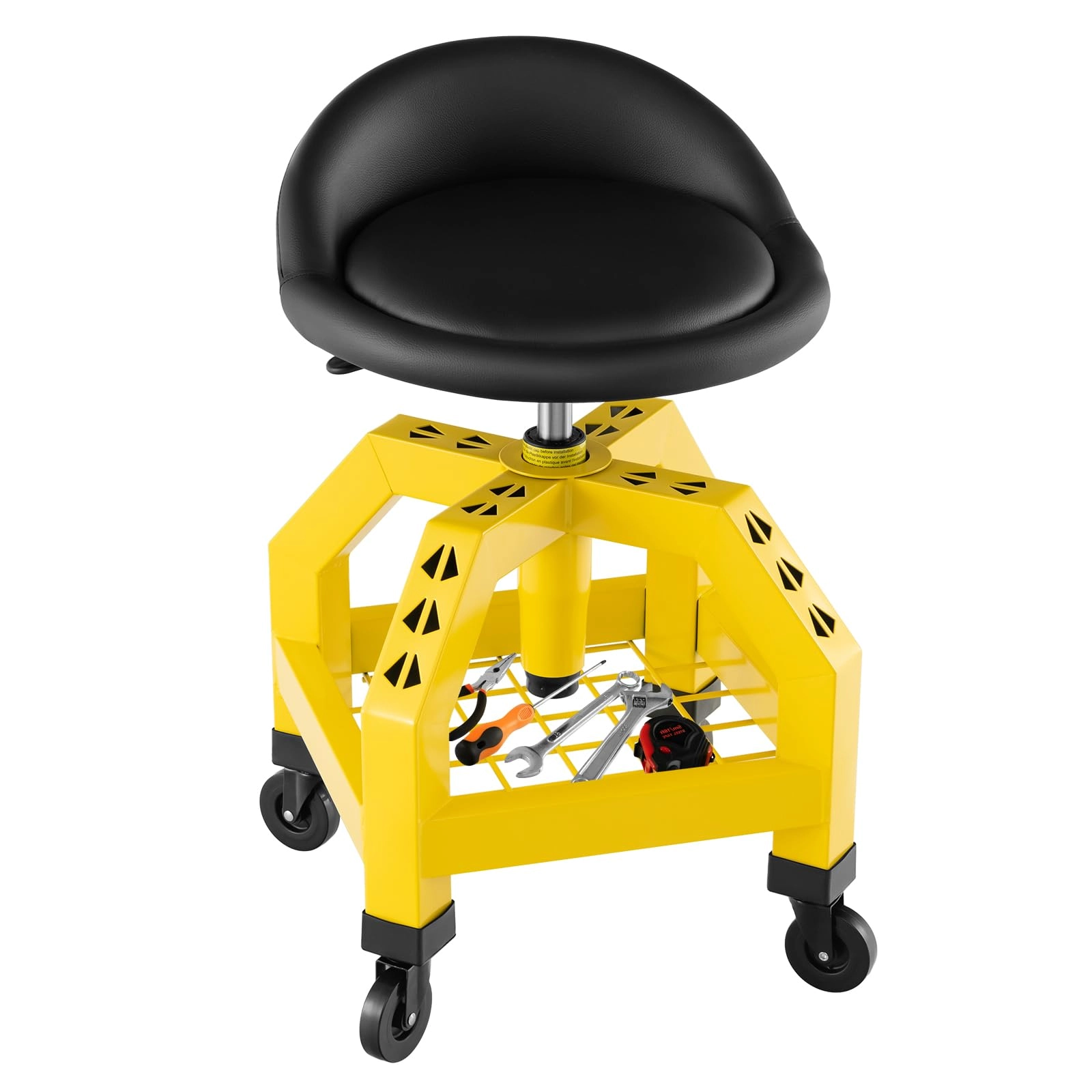 Costway Rolling Mechanic Stool - Height Adjustable Swivel 150kg Capacity