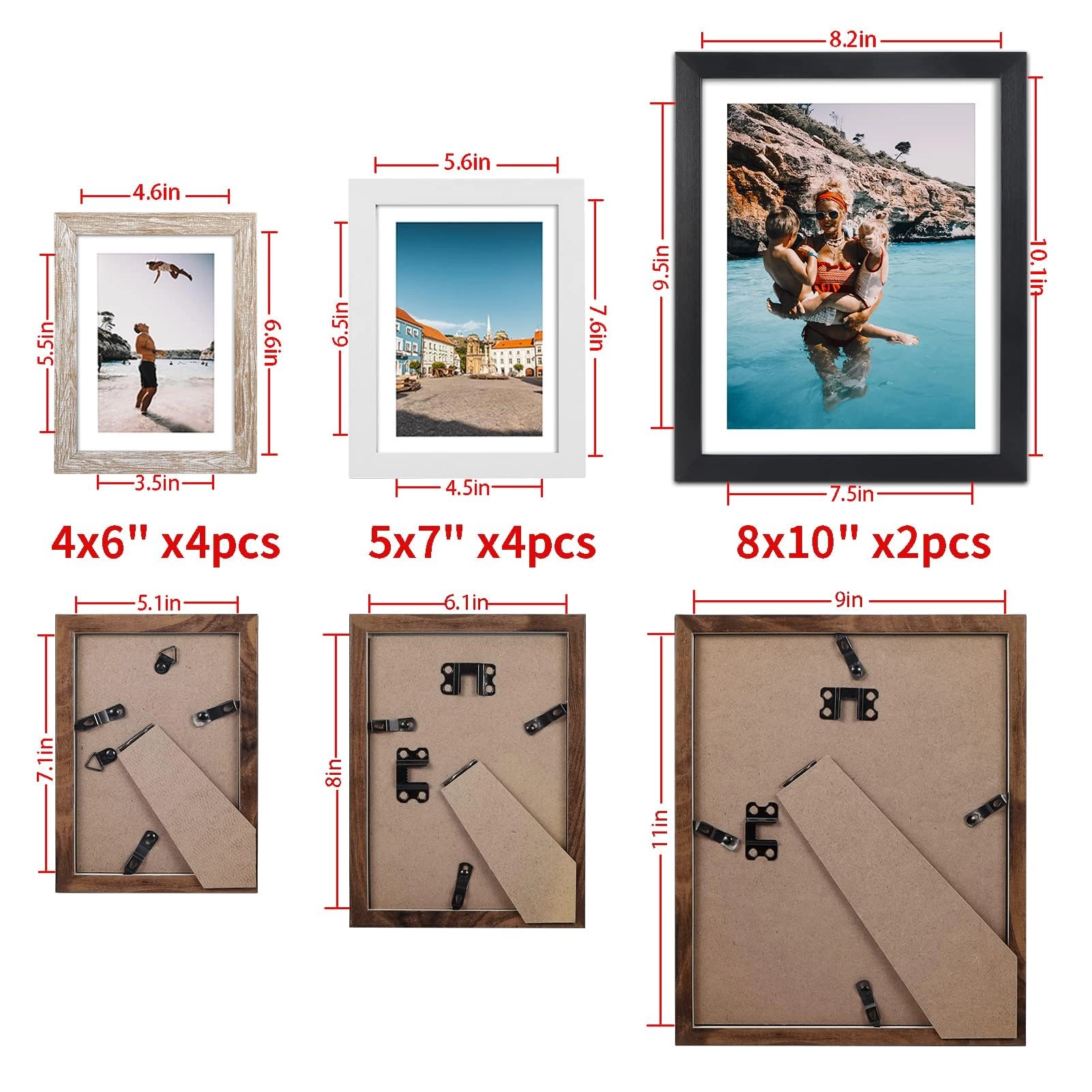 Picture Frames - 4x6 5x7 8x10 Set