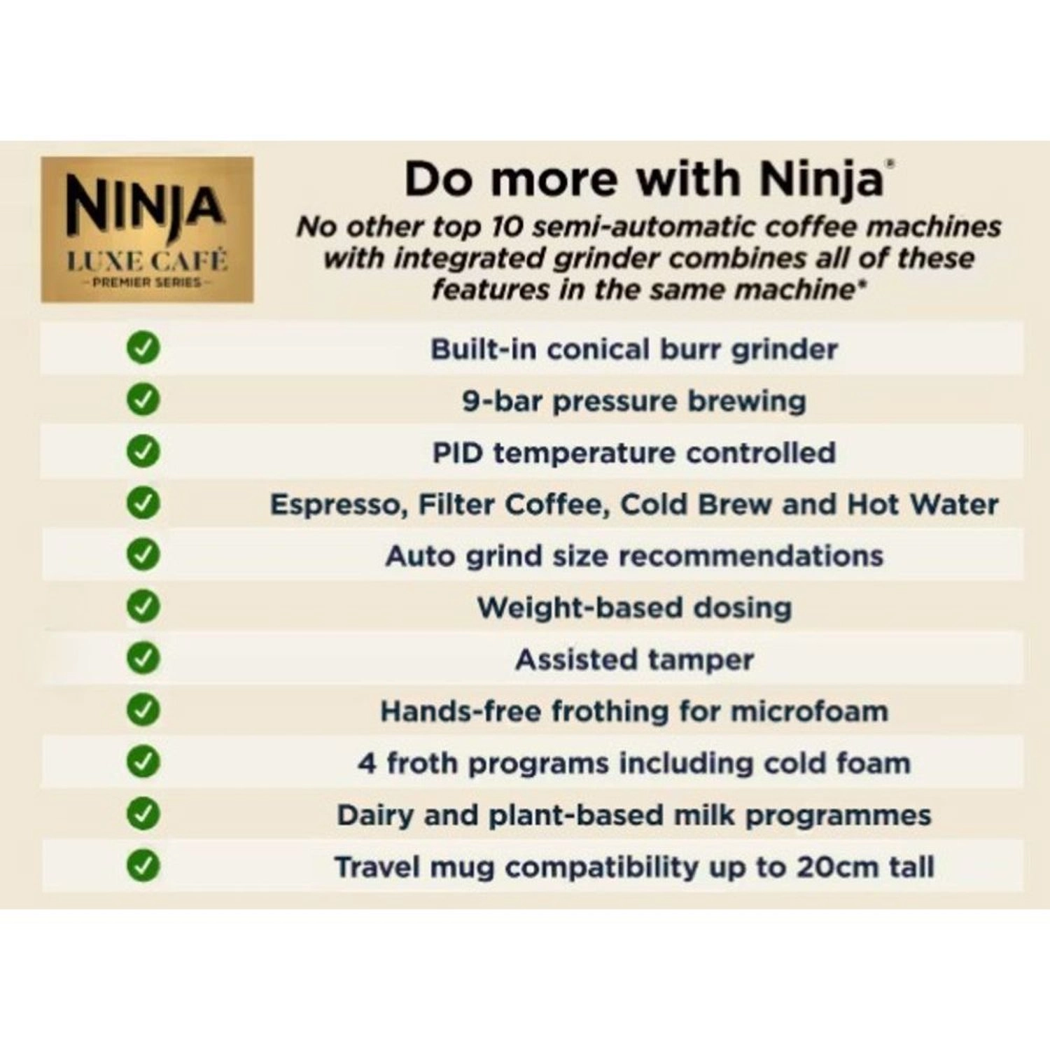 Luxe Premier - 3-in-1 integrated grinder frother