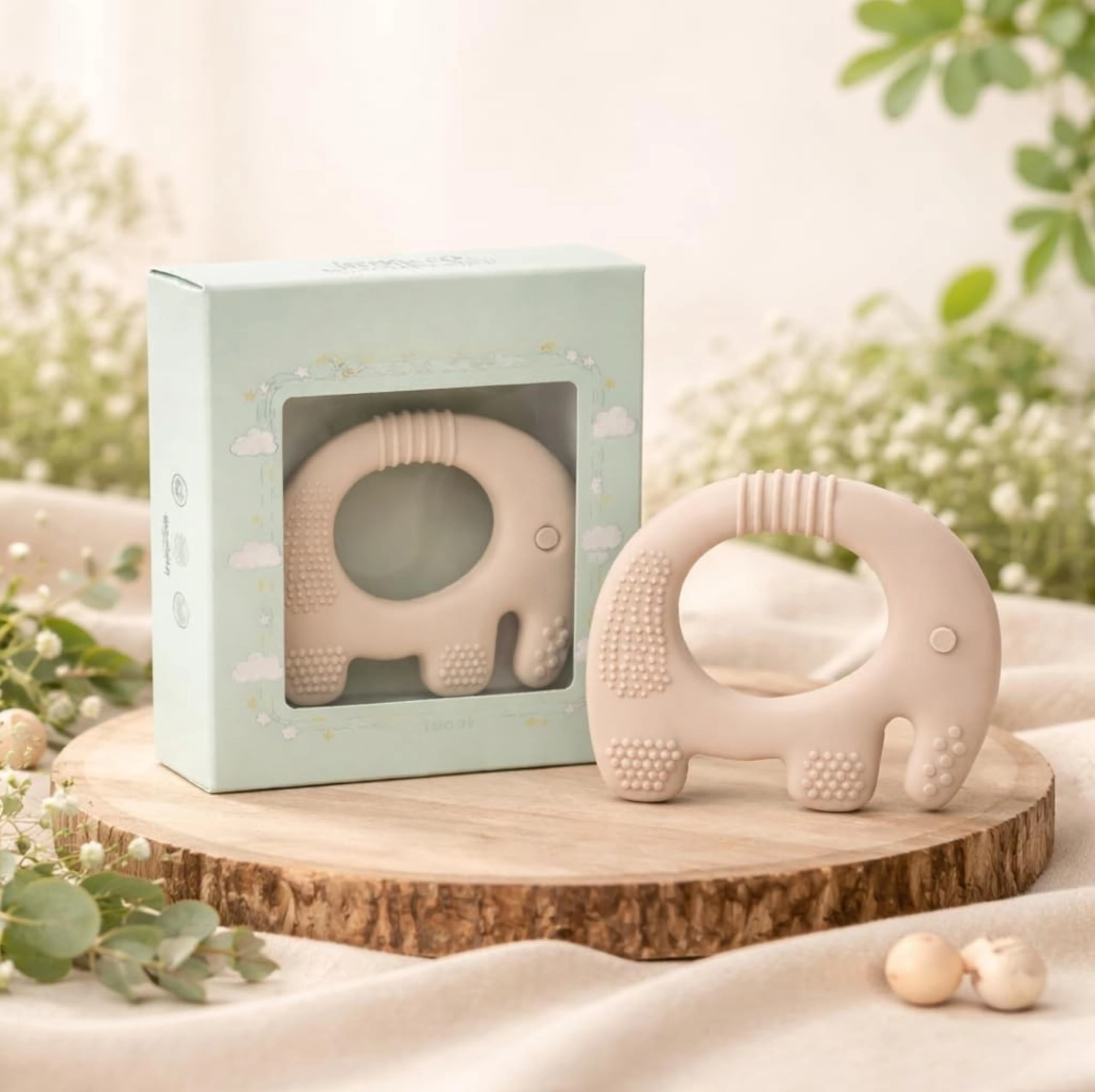 2 in 1 Teether - Beech Wood, Silicone