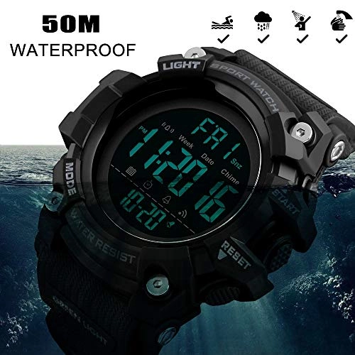 Multifunctional Waterproof Watches Outdoor Sports Digital Military LED Double Time 54mm Plastic