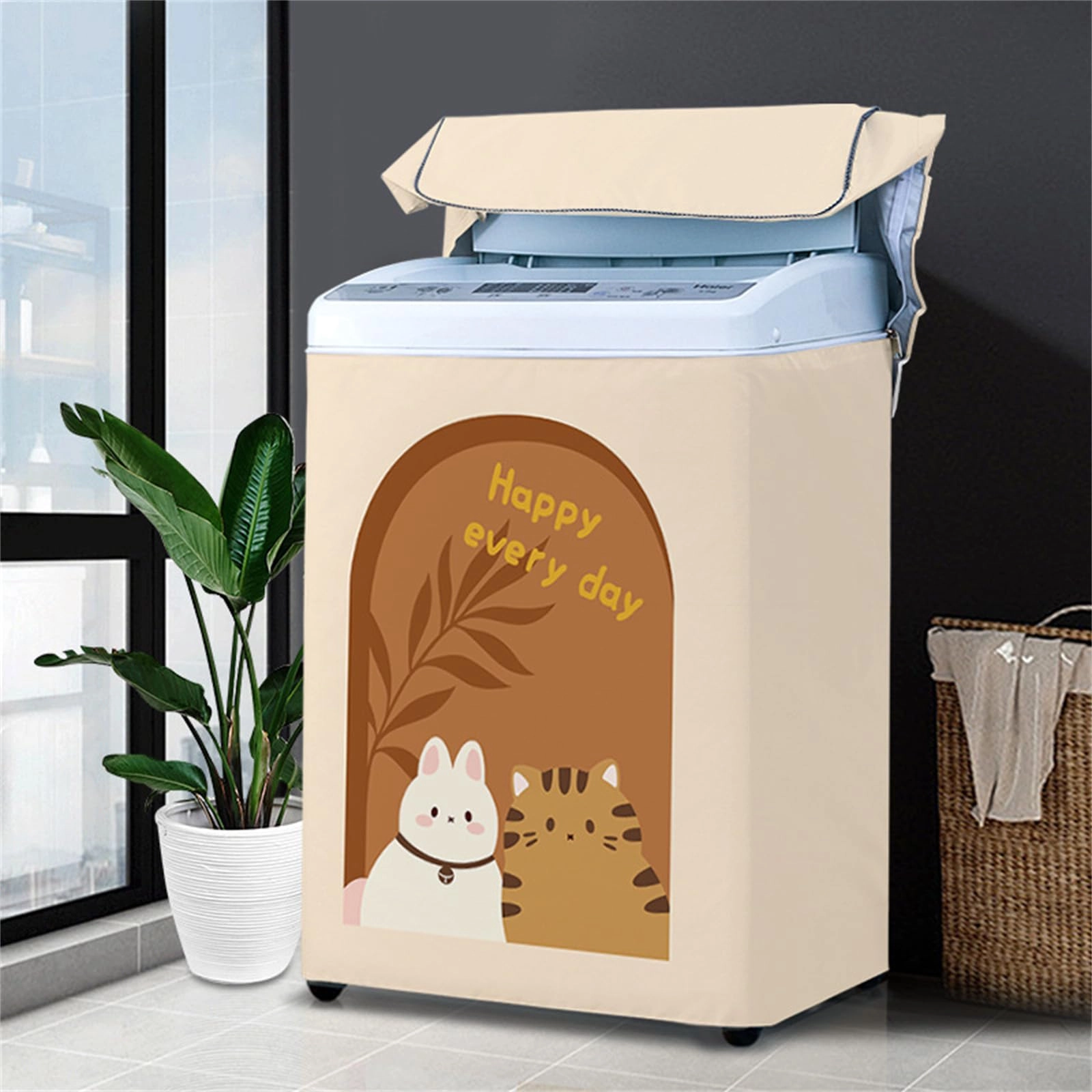 Top Load Washing Machine Cover - L Capacity 6-7.2 kg Oil On Canvas Effect 5