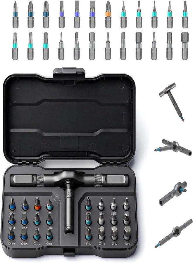 Yuecoom Magnetic Ratcheting Multi-Bit Screwdriver Set (24 Pcs)
