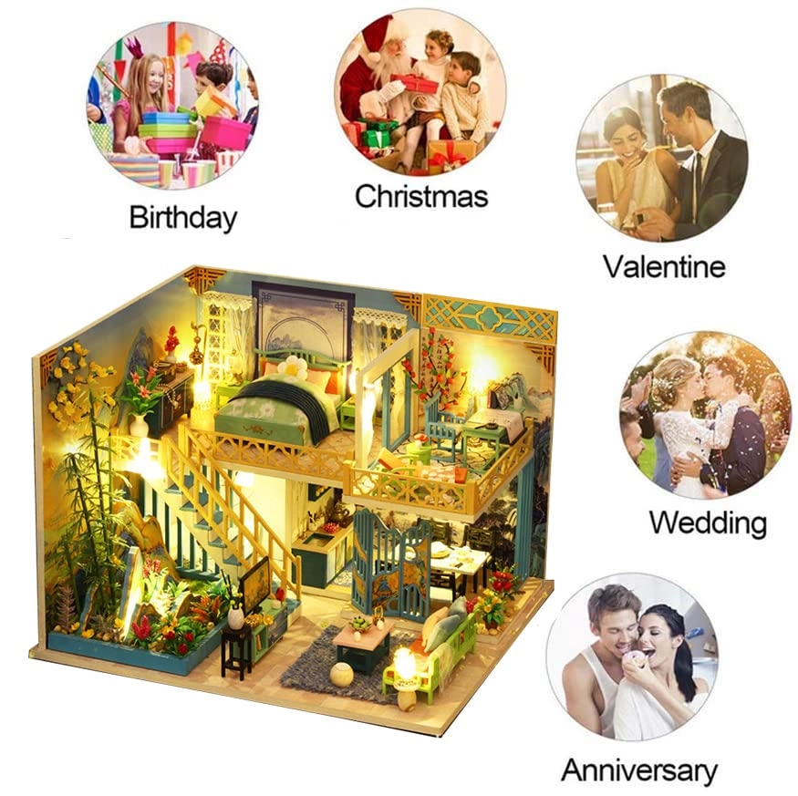 Miniature Wooden Dollhouse Furniture Kit - Creative Room 1:24