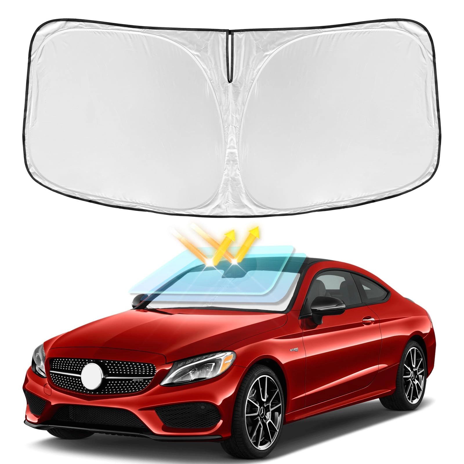 ZOIBV Windshield Sun Shade - Mercedes Benz C Class W205 C250 C300 C400 2015-2023