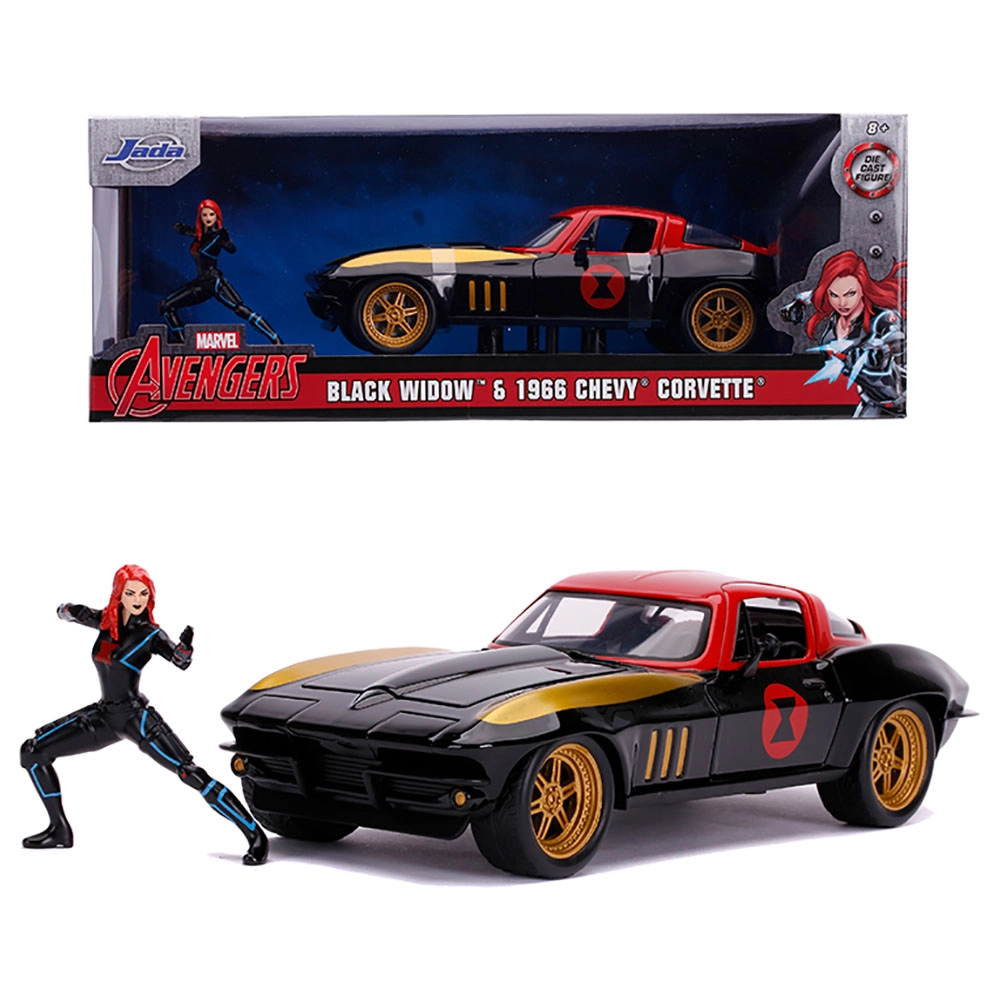 Marvel Black Widow 1966 Chevy with Black Widow Figure - 1:24