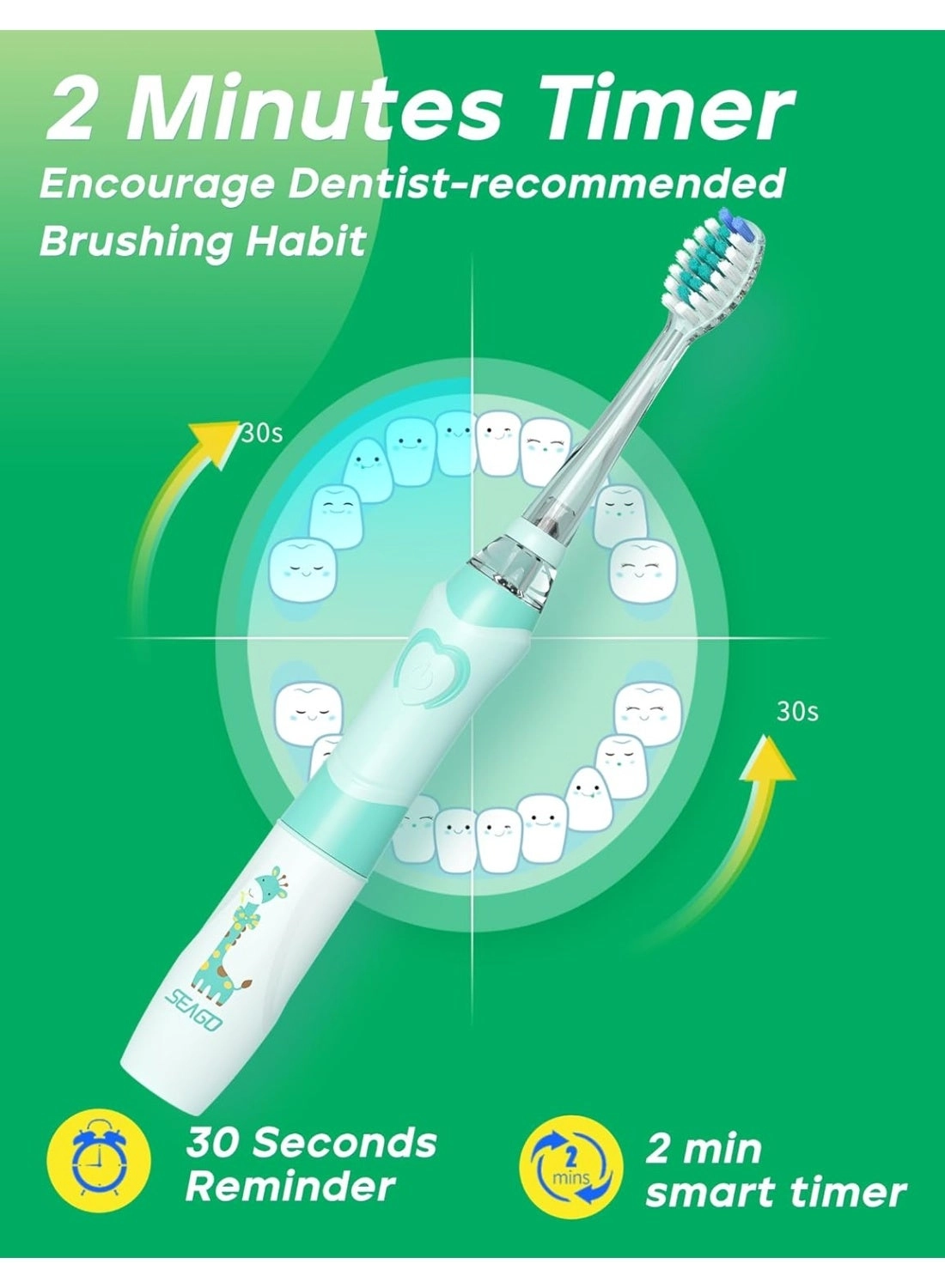 SG-2159 - 8 Soft Toothbrush Heads LED Light 2-Minute Timer