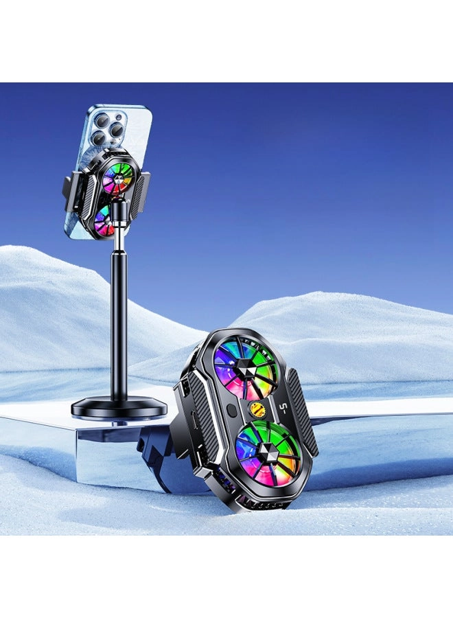 FS06 - Dual-fan Semiconductor Mobile Phone Radiator Live Digital Display