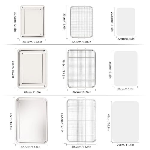 Oven Air Fryer Basket and Tray - Stainless Steel Set of 3