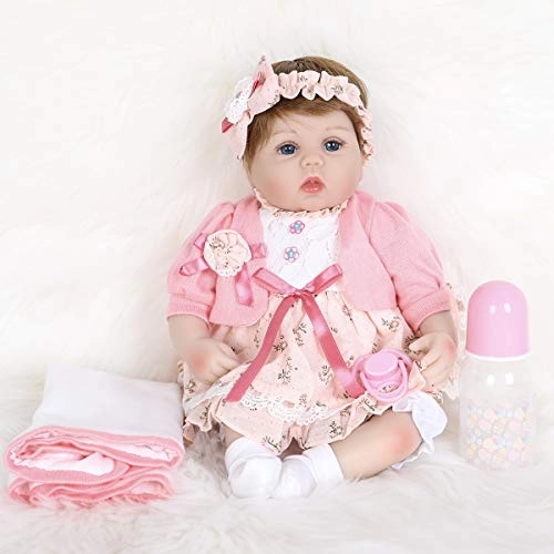 Reborn Baby Doll - 16 inch Pink Hairband Ages 3+