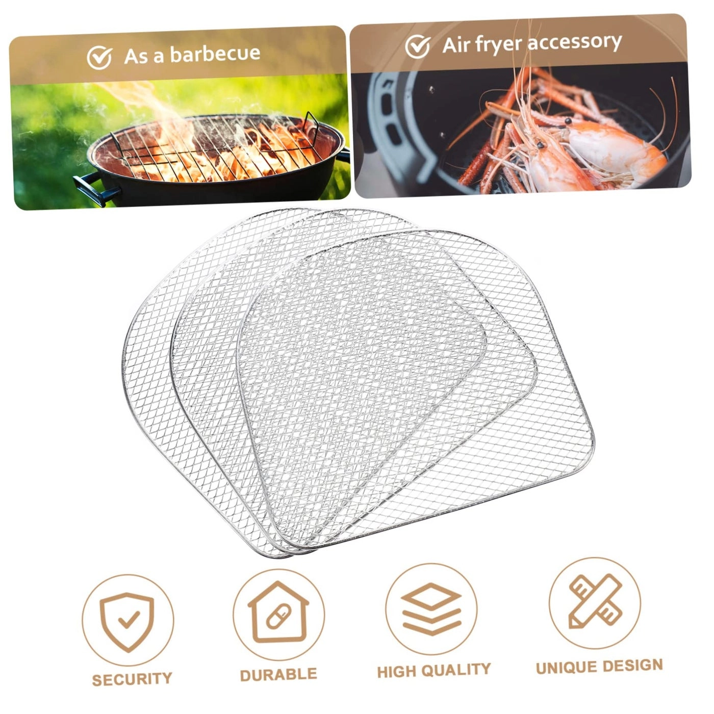 Stackable Air Fryer Rack - Stainless Steel 3 Pcs