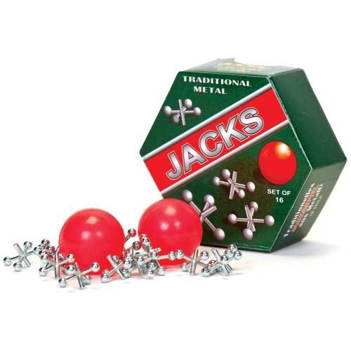 Metall Jacks Set - 16 Jacks 2 Balls Silver