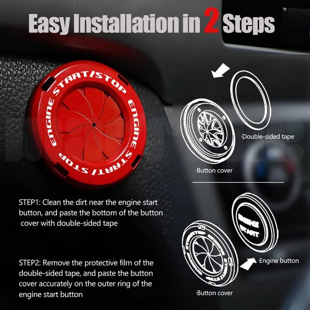 Push to Start Ignition Button Cover - Interior Red