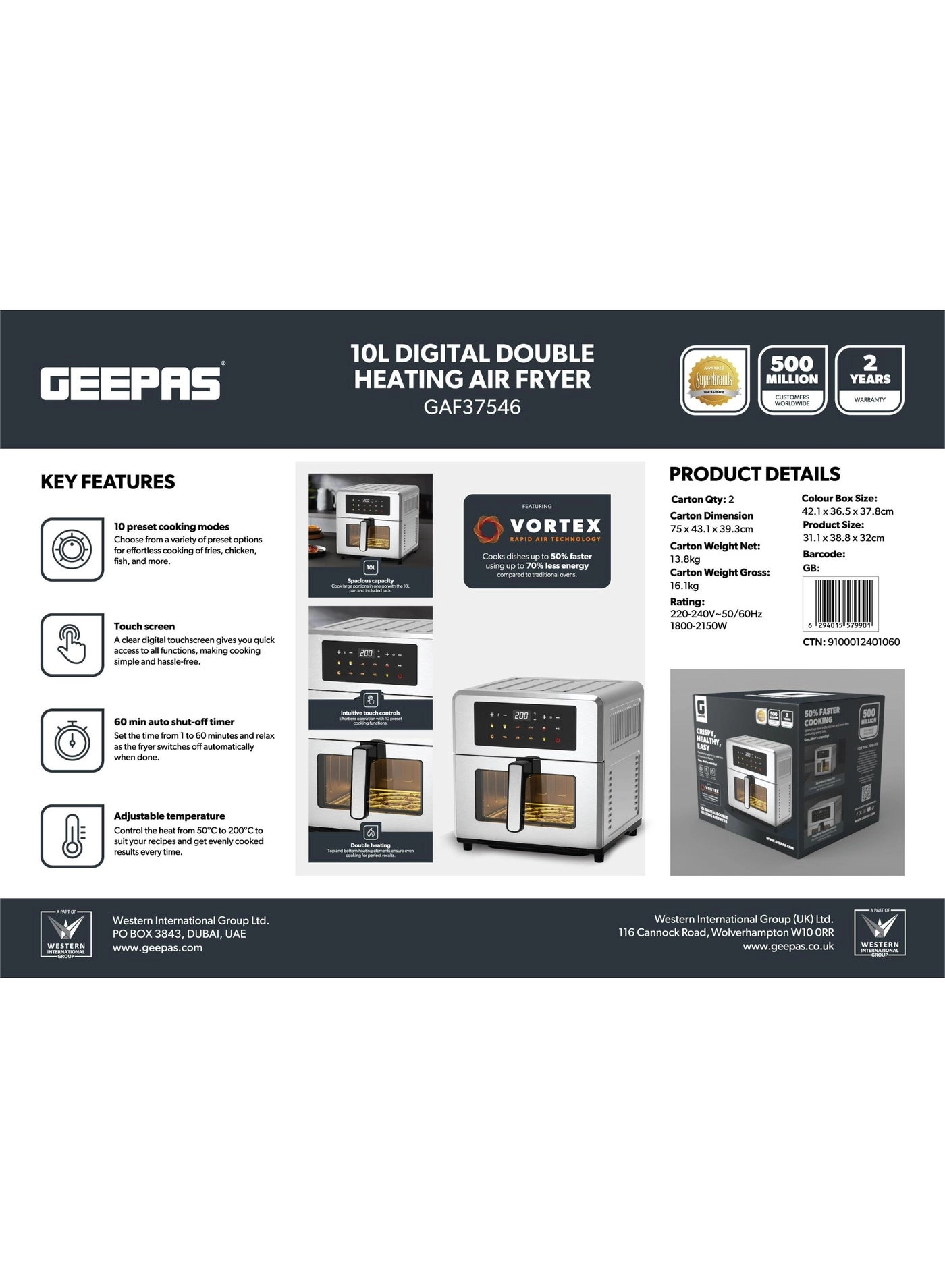 Digital Double Heating Air Fryer GAF37546