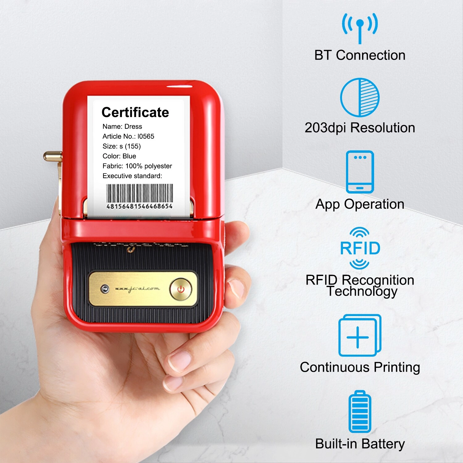 Label Printer - Portable Wireless BT Thermal