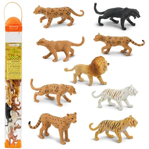 Safari Ltd Lion + Tiger + White Tiger + Jaguar + Black Jaguar + Mountain Lion + Cheetah + Leopard + Ocelot - Wildlife