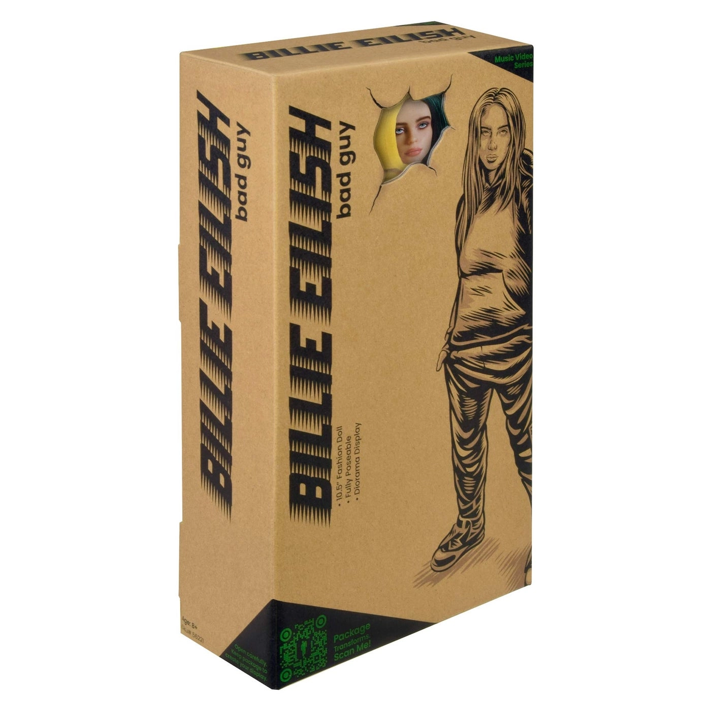 Billie Eilish Fashion Doll - 10.5" Tall Teal Colored Rooted Hair Yellow Hooded Sweatshirt And Pants