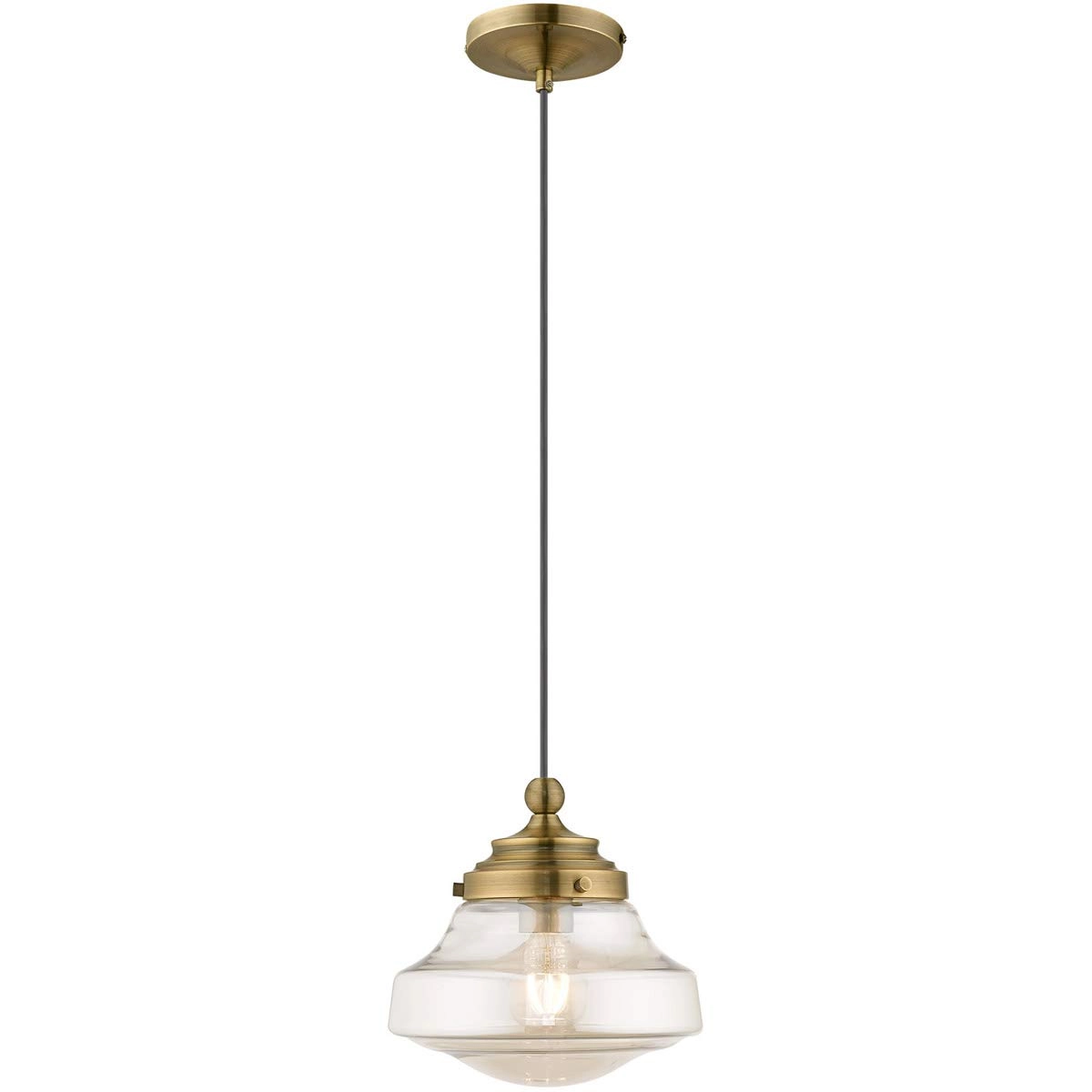 Livex Lighting 41223-01 - 11" One Light Mini Pendant Antique Brass