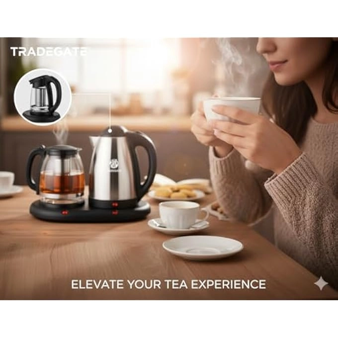 Kettle + Glass Teapot + Warming Tray