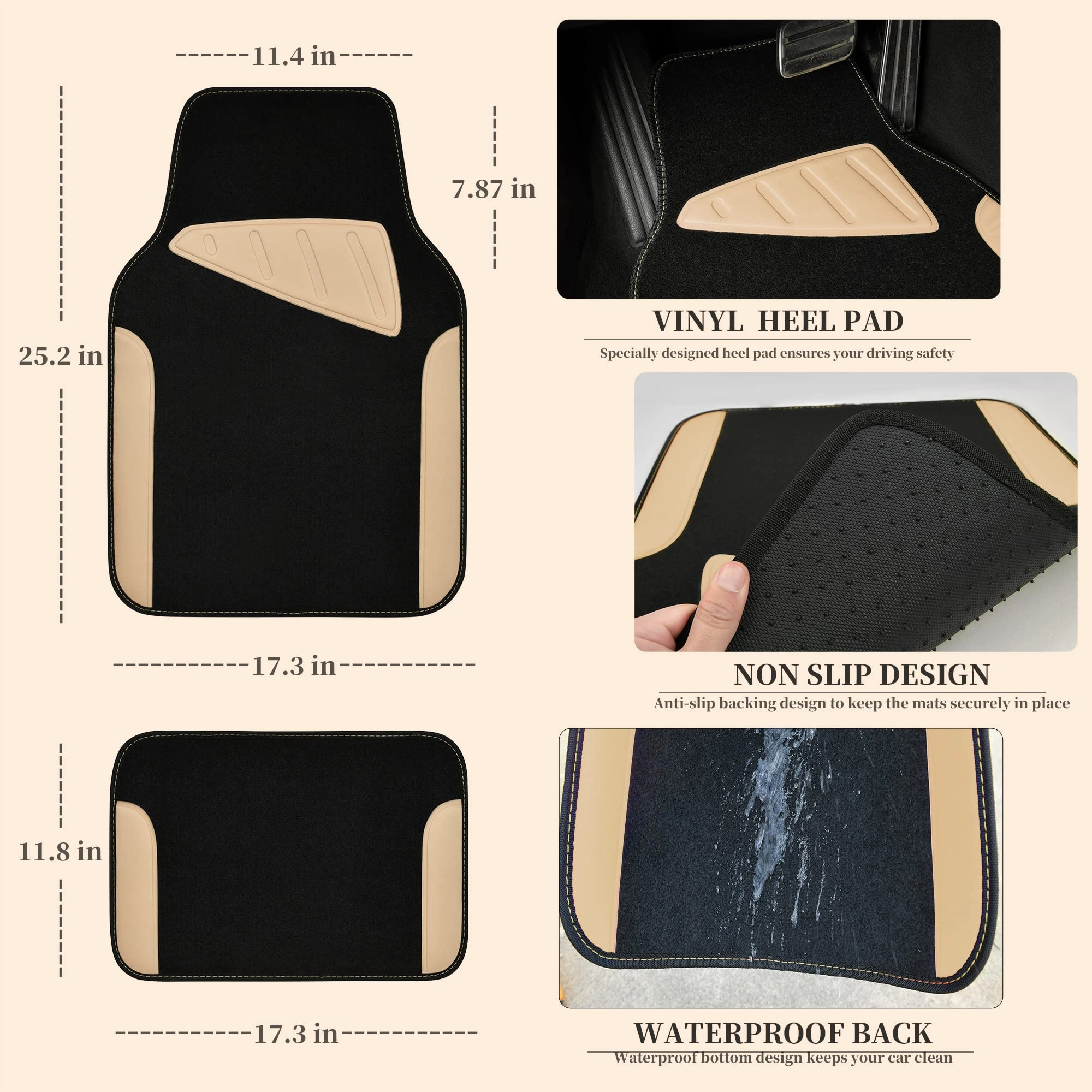 Jelly Waterproof Universal Fit Car Floor Mats - Pink Leather