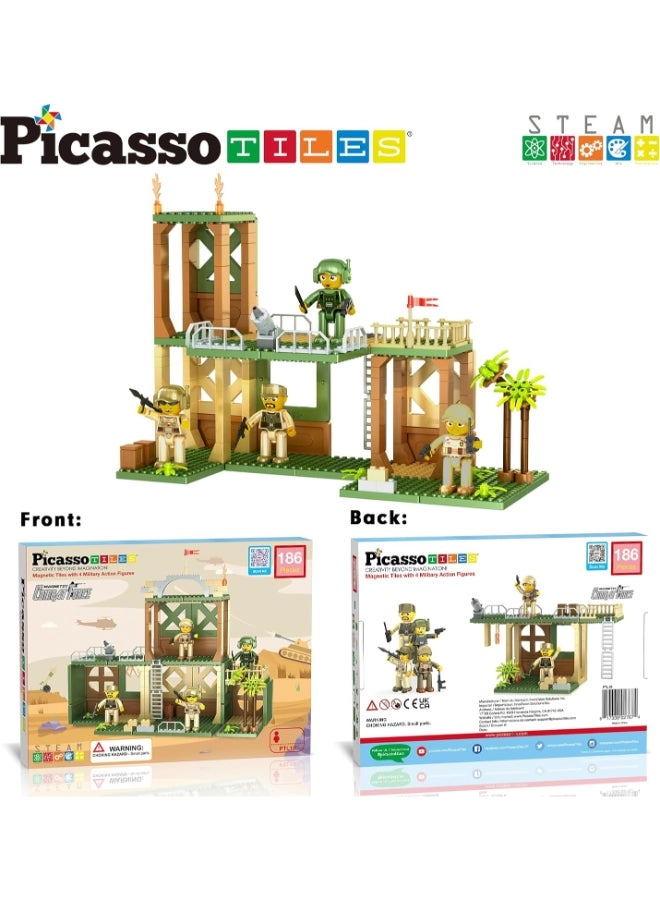 Magnet Tile Building Brick Blocks Playset - Military 186 pcs