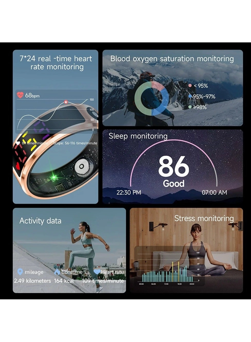 SR09 - Smart Ring IP68 Waterproof Heart Rate Monitor
