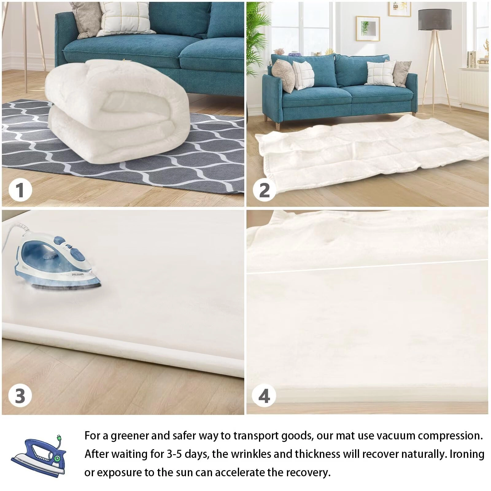 Baby Play Mat - 79"x158" 1.3" Thick Cream