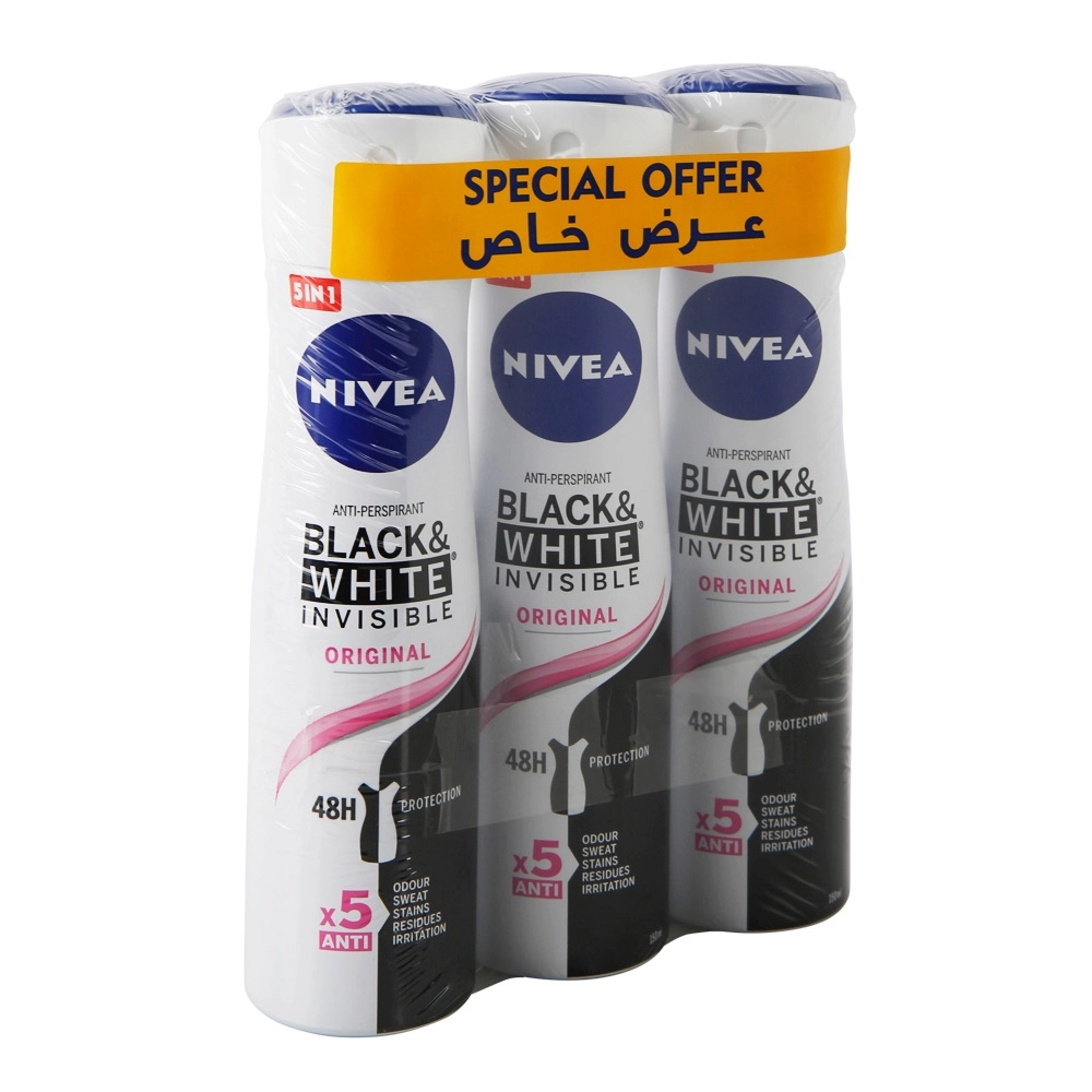 Black And White Invisible Original Antiperspirant - 150ml x 3