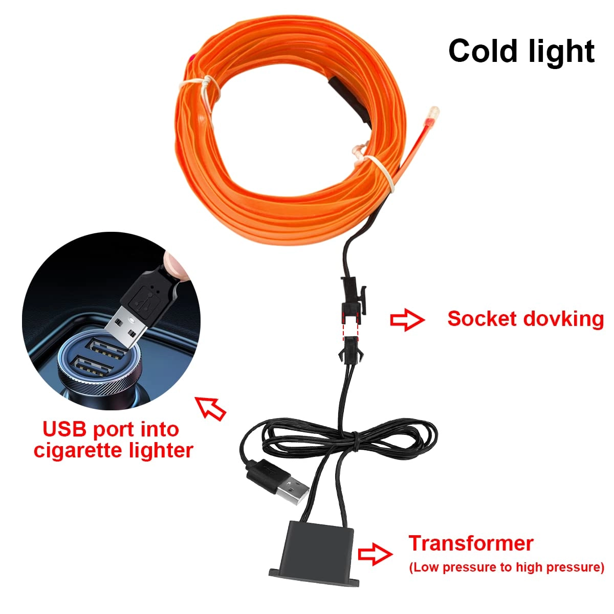 EL Wire Interior LED Strip Lights - 10FT