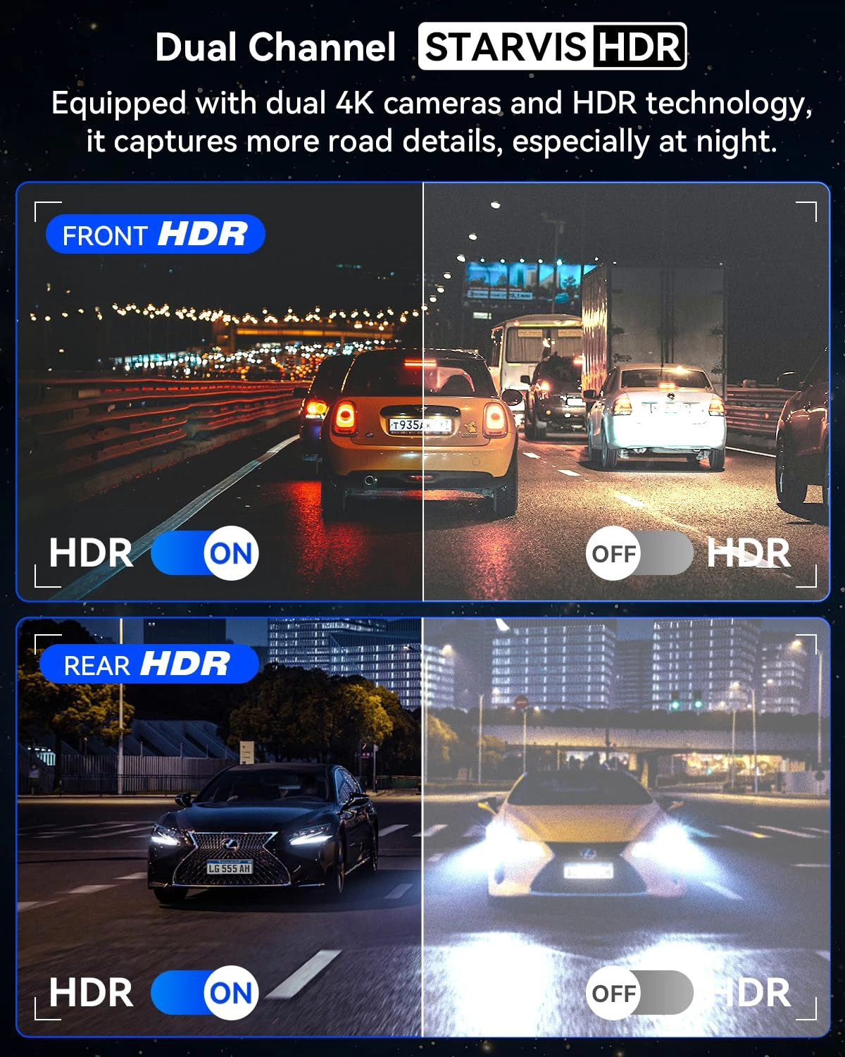 Dash Cam Front and Rear - 4K+4K