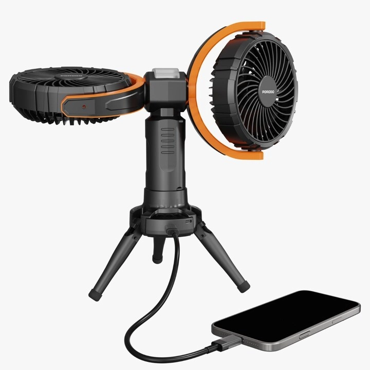 Porodo Lifestyle Dual-Head Oscillating Fan - 8000mAh USB-C Charging
