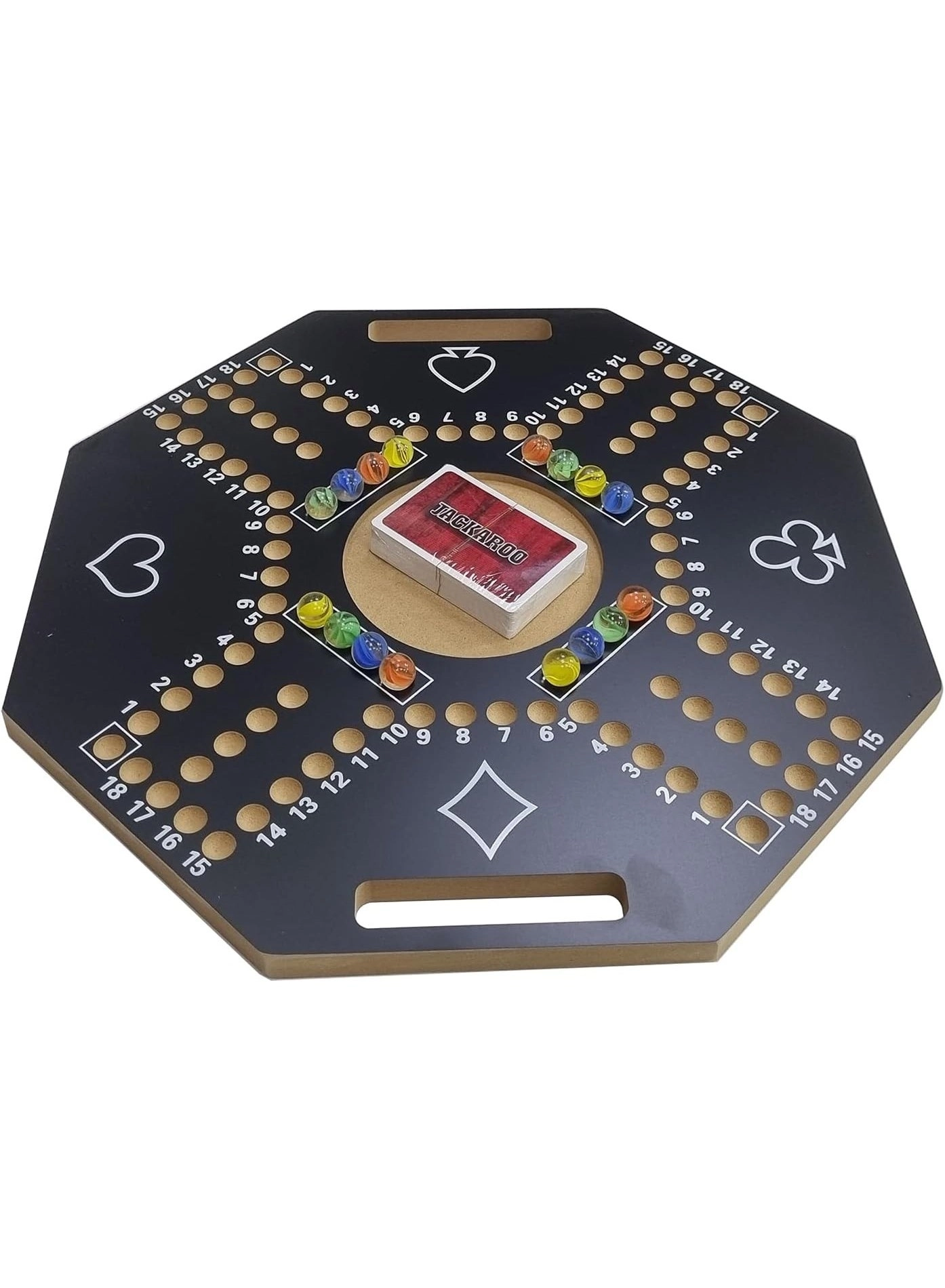 Jackaroo - Wooden Hexagonal Board with Marbles & Cards