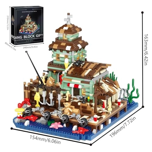 Advanced Micro Building Blocks Set (SG6211) - Coastal Fishing Lighthouse Wood-Look