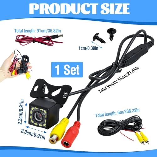 Reversing Camera - 12-LED IR Night Vision 6M RCA video input cable High Resolution