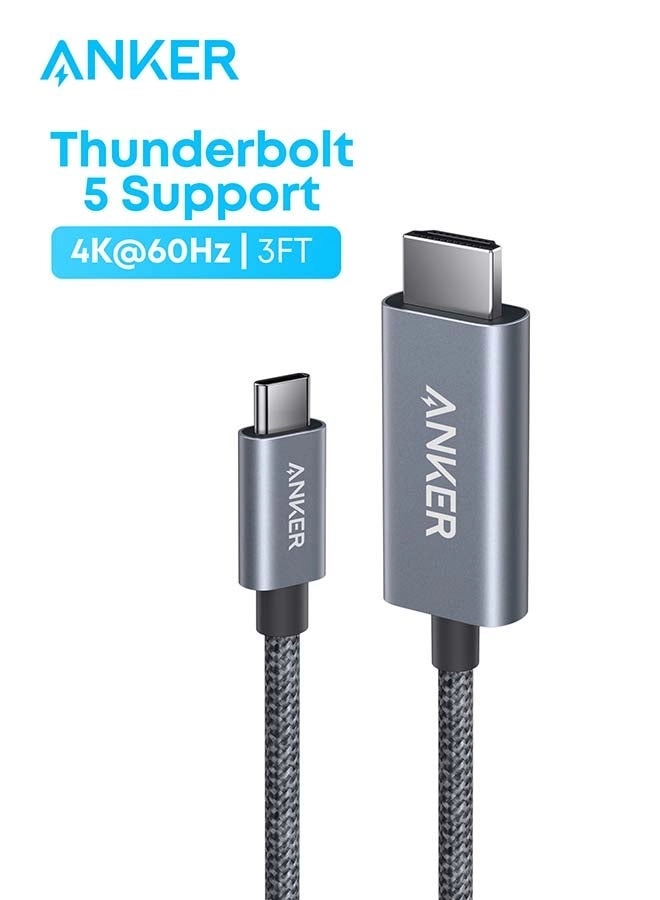 USB-C Hub - 5-in-1 100W Max Power Delivery + USB C to HDMI Cord - 4K@60Hz 3 FT