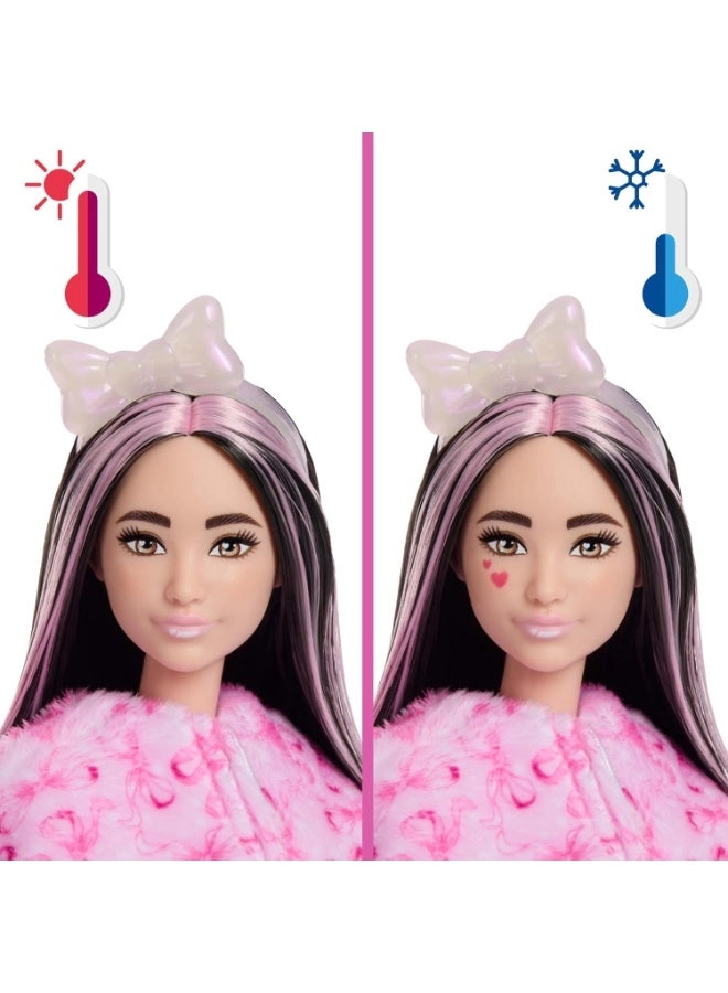 Barbie Cutie Reveal Cozy Cute Tees - Lamb in “Dream” T-shirt Pink-Streaked Blond Hair Blue Eyes Ages 3+