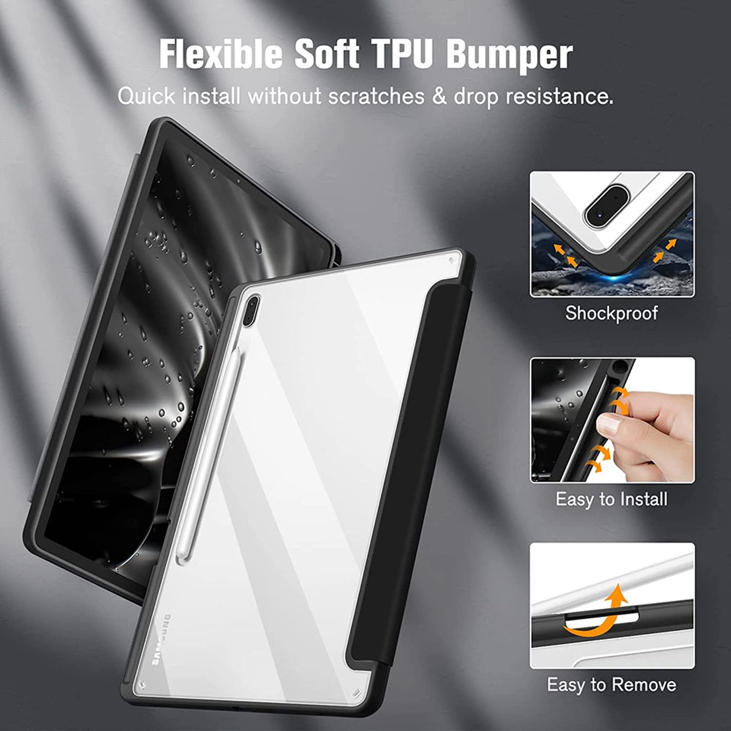 Magnetic Case with Screen Protector for Galaxy Tab S8 Plus 12.4-inch
