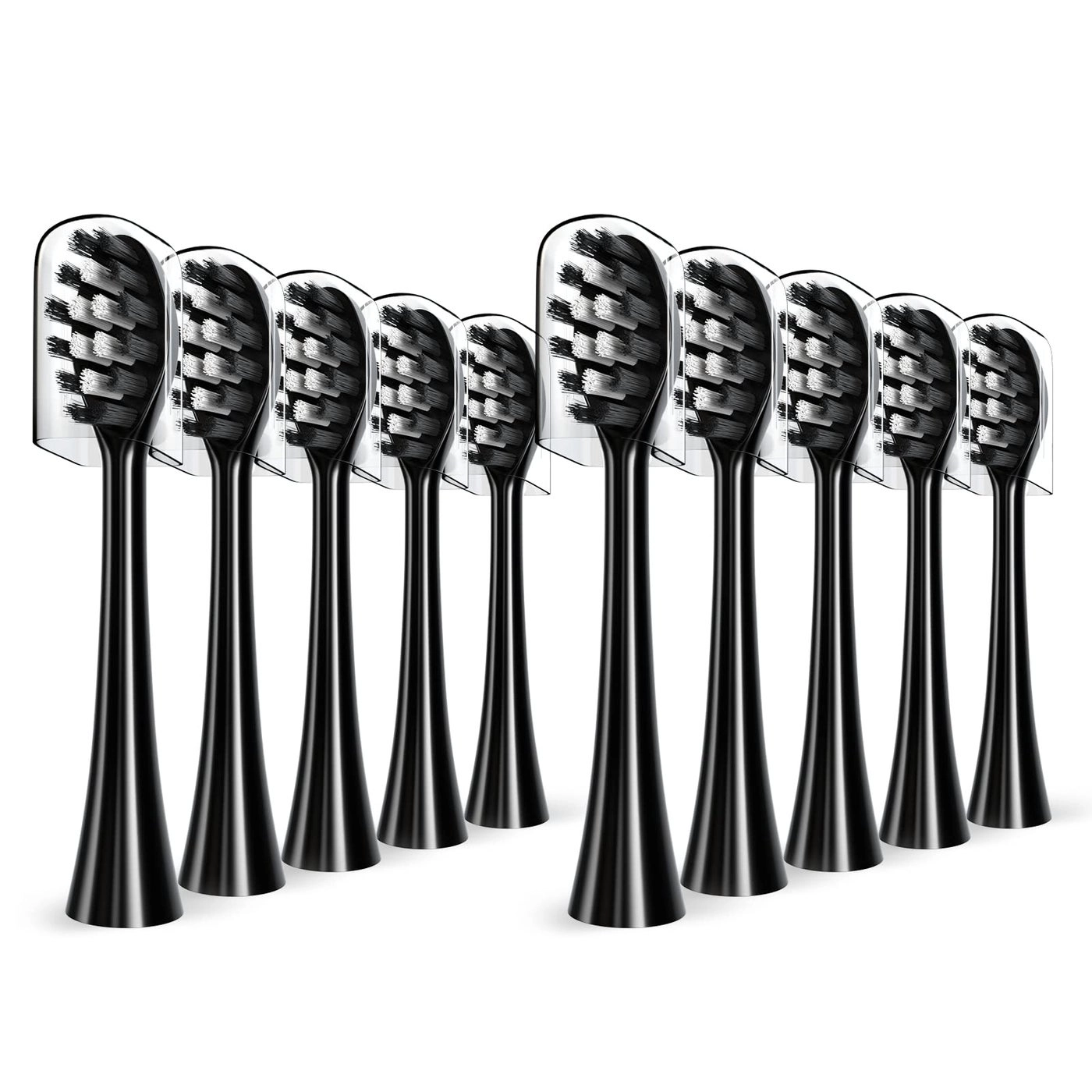 Toothbrush Heads - 10 Count Black Compatible with AquaSonic