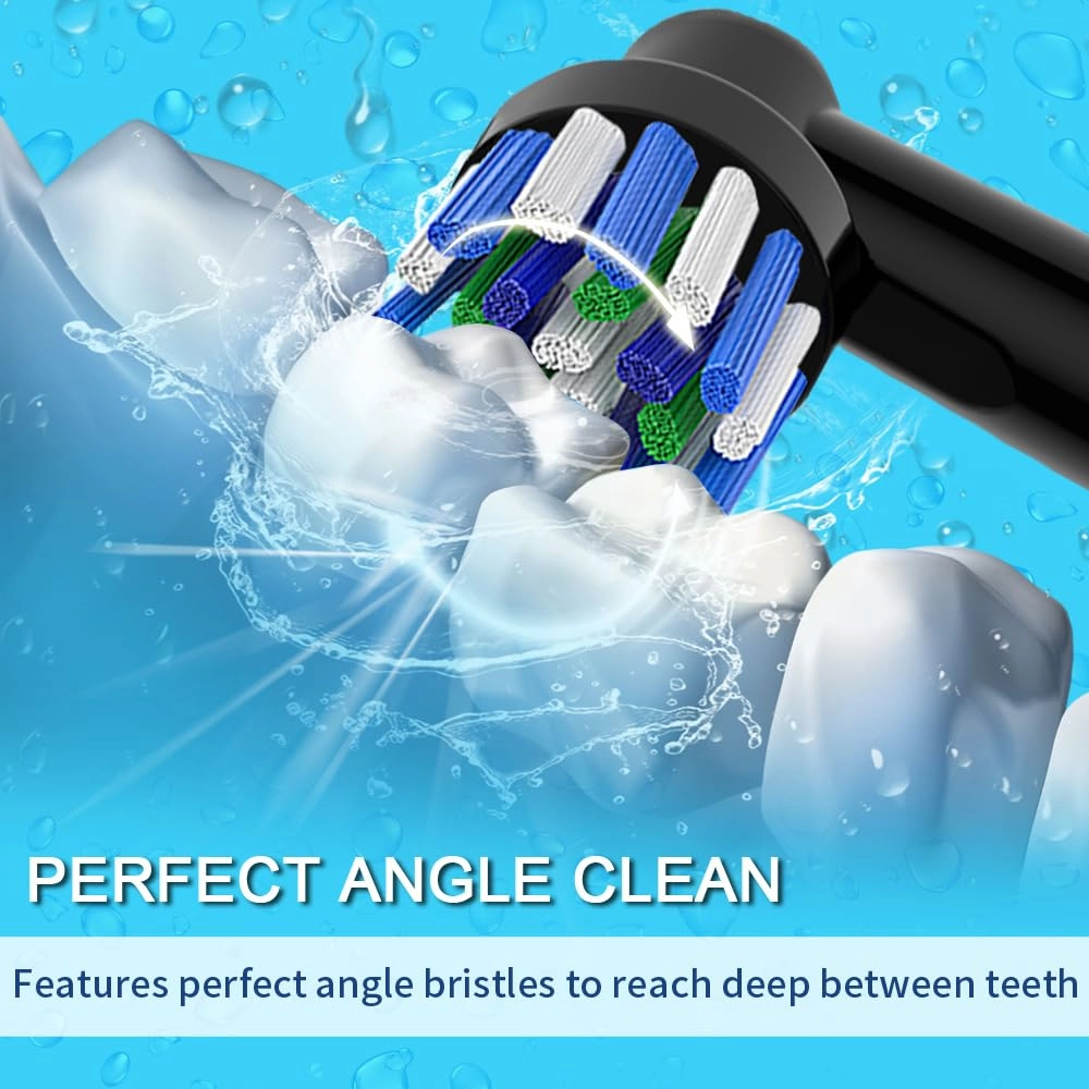 Replacement Heads Compatible with Electric Toothbrush - 8pcs 4 Precision Clean 4 Cross Clean Black
