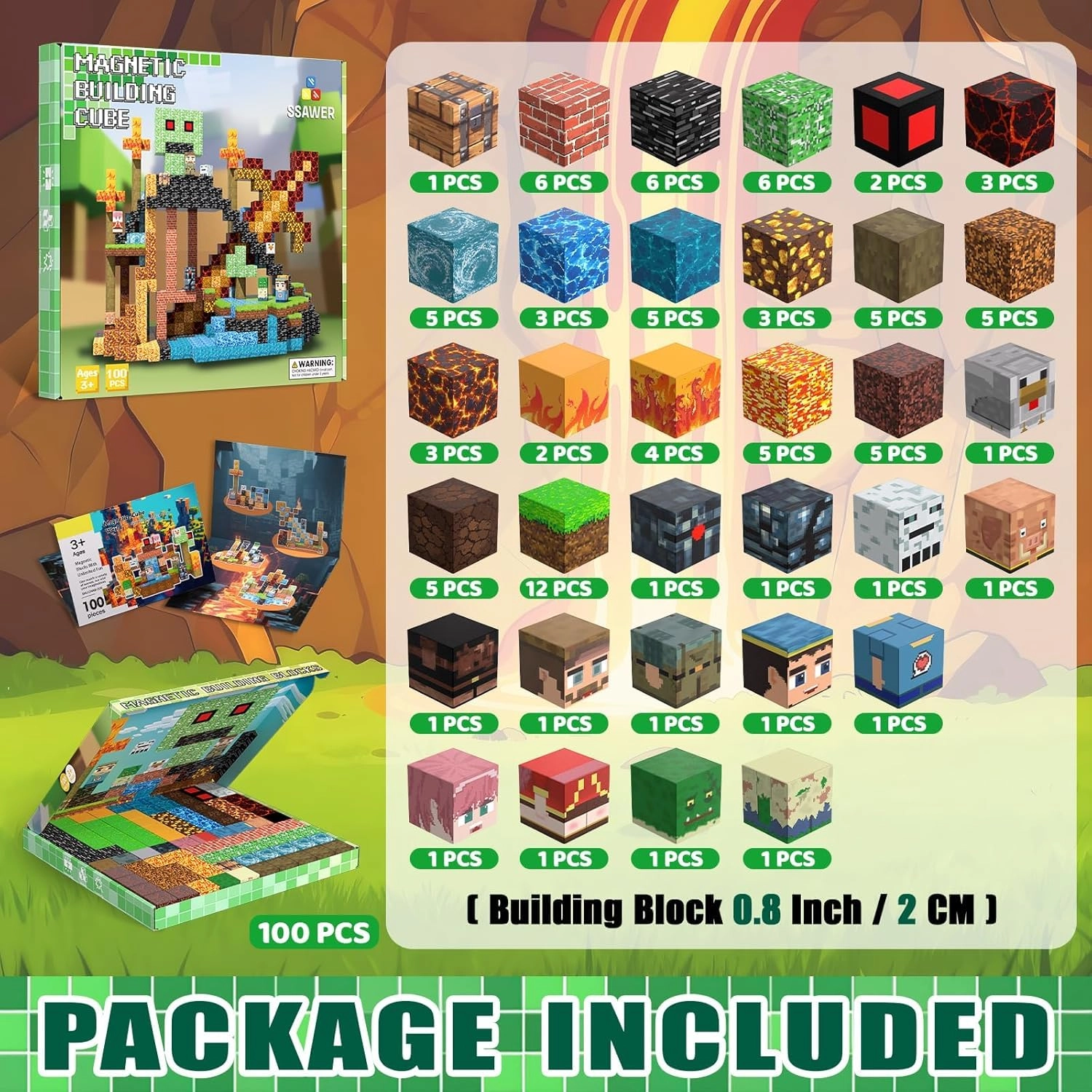 Magnetic Blocks - 100 pcs