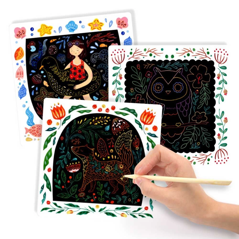 Scratch Art Kit - x 8 Bamboo Pen X 1