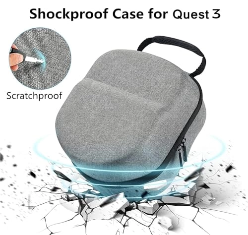 Silicone Hard Carrying Case - Compatible with Meta/Oculus Quest3/3s/2 Lightweight Portable Protection